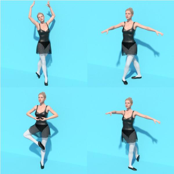 Ballet poses and Iray Satin shaders