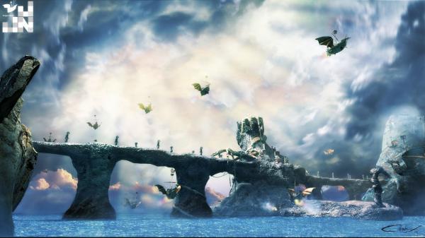 Dragon Island -3d matte painting