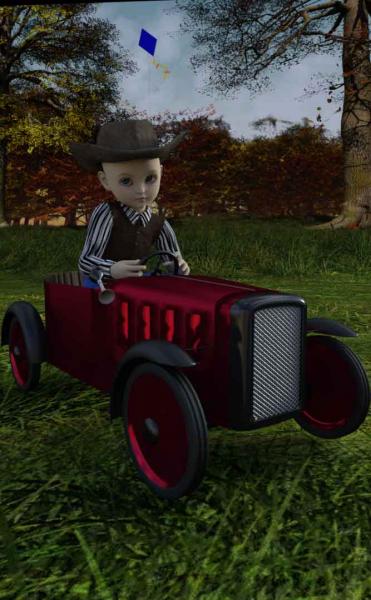 Boy On a Toy Car