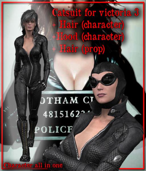 catsuit catwomen for V3 daz3d/poser pro