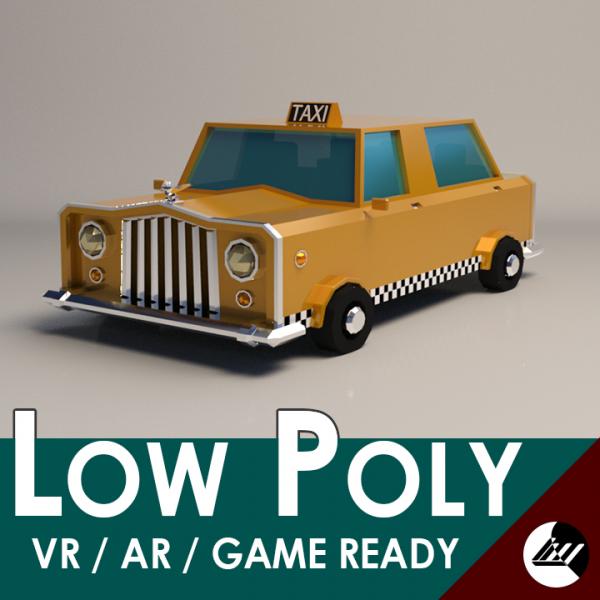 Low-Poly Cartoon Taxi Cab