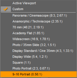 List of Dimension Presets (aspect ratios) for Daz