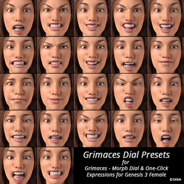 Grimaces Dial Presets for Genesis 3 Female Add-On