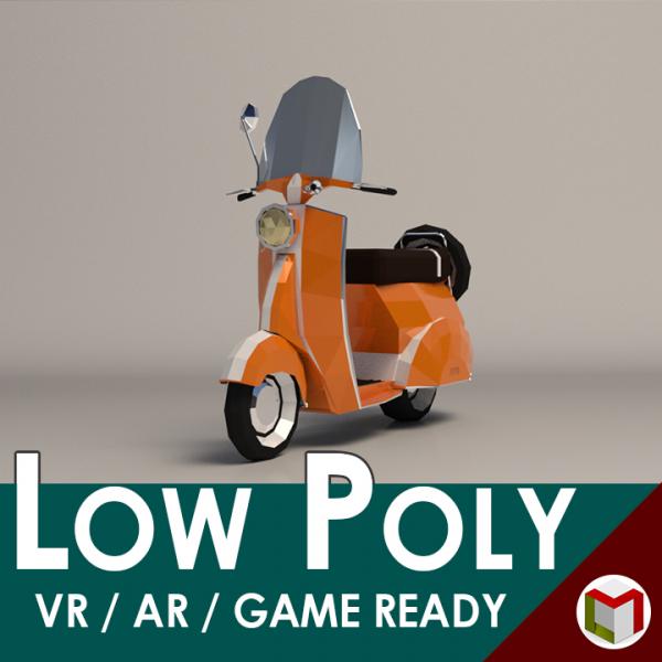 Low-Poly Cartoon Vespa Scooter