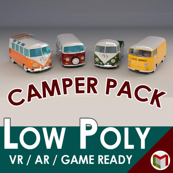 Low-Poly Cartoon Camper Pack