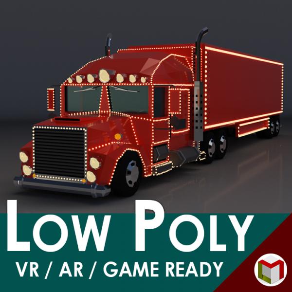 Low Poly Cartoon Christmas Truck