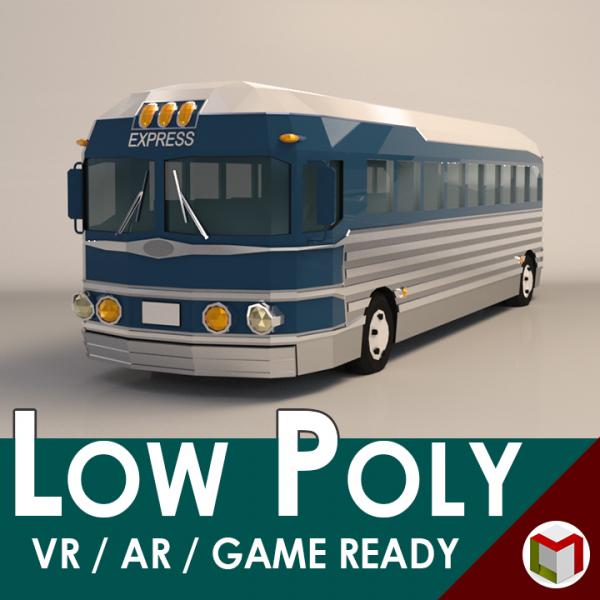 Low Poly Cartoon Intercity Bus