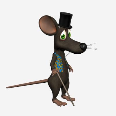 Top hat and cane for 3duniverse cartoon mouse.