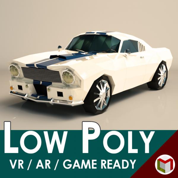 Low Poly Cartoon Muscle Car 02