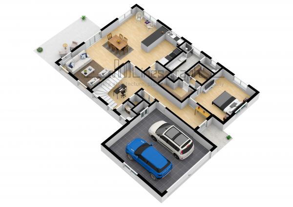 3D Colored Floor Plan