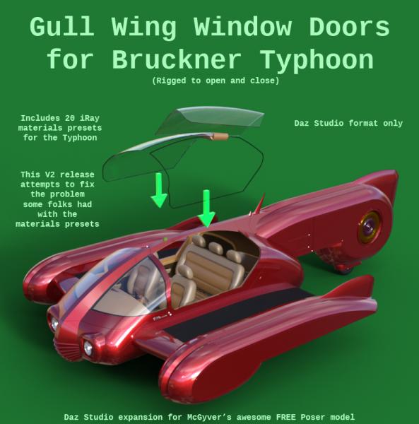 Gull Wing Window Doors for Bruckner Typhoon, V2