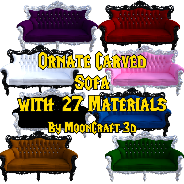 Ornate Carved Sofa - With 27 Material Options