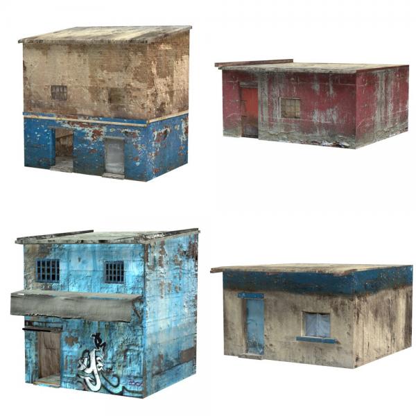 Shanty Town Buildings 2: Set 1 (for Poser)