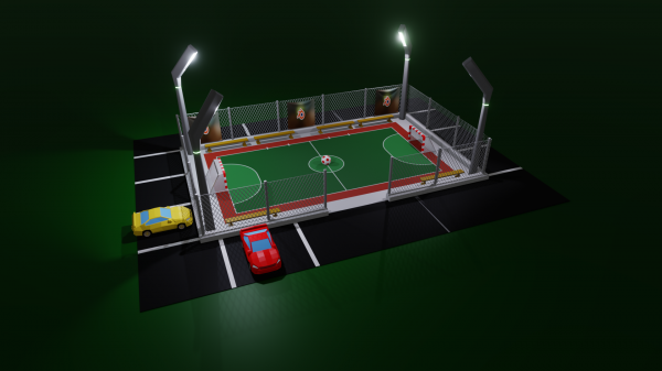 Urban Street Soccer Court Low Poly