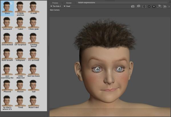 21 expression presets for Kids 4 - in Poser format
