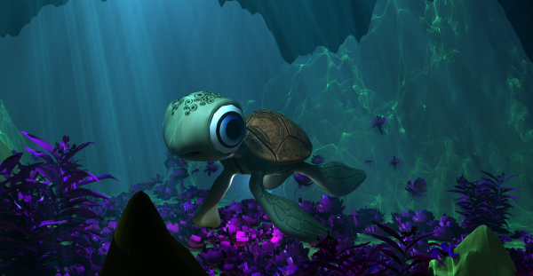 Underwater Cartoon Sea Turtle Scene