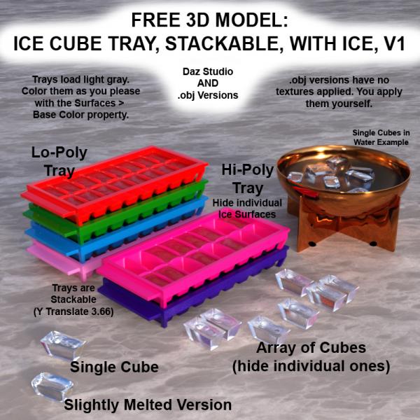 Ice Cube Tray, Stackable, With Ice, V1