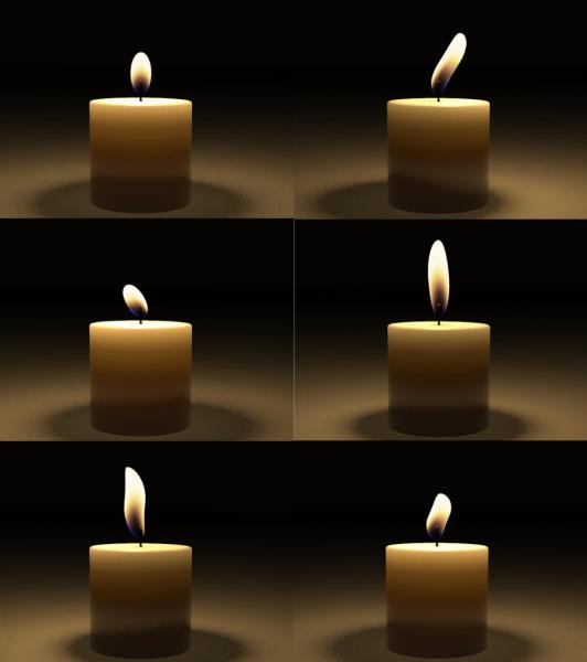 Candle flame shader (3D mesh) for Poser firefly