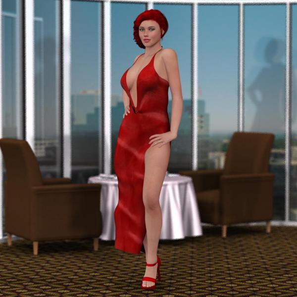 Side Split Evening Dress (V4) (for Poser)