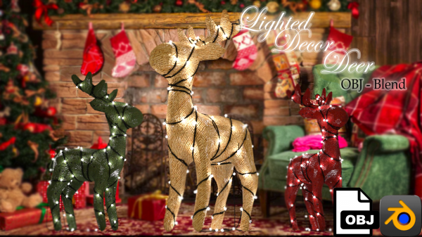 Lighted Decor Deer Obj-Blender