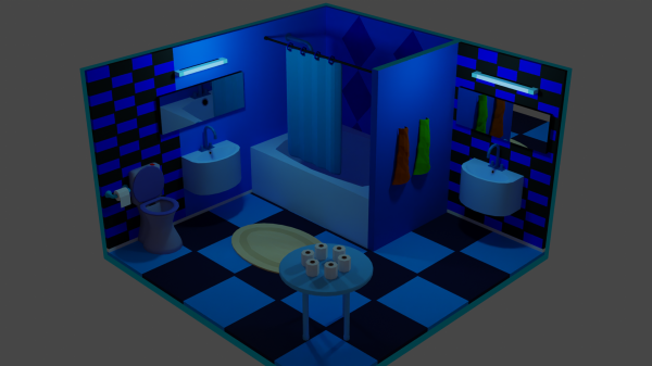 Low Poly Bathroom, Isometric