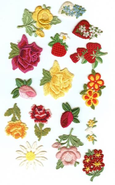 embroidered applique trim, floral, flowers,