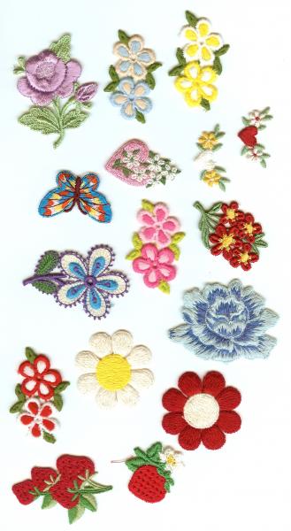 embroidered applique trim, floral, flowers,