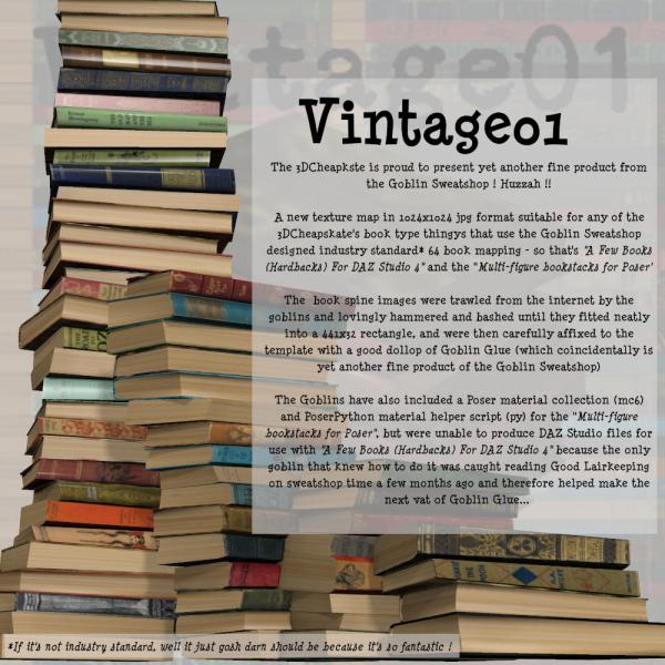 Vintage01 BookMap64 texture + Poser files