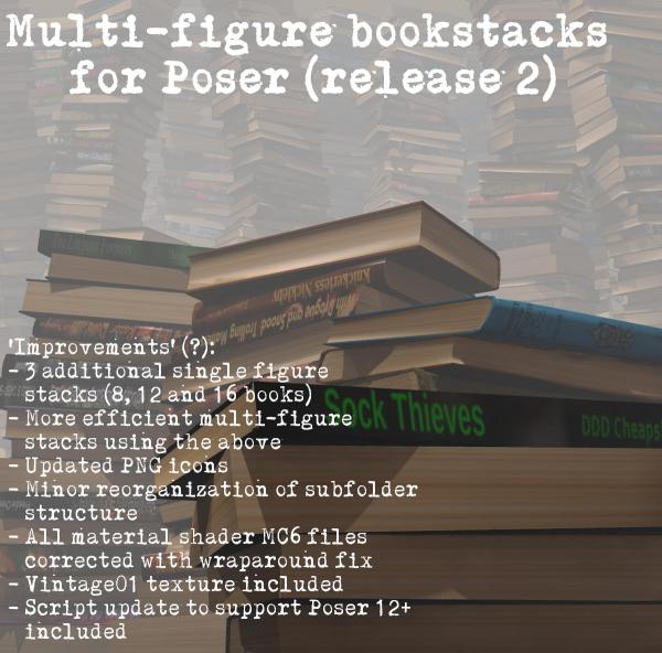 Multi-figure bookstacks for Poser (release 2)