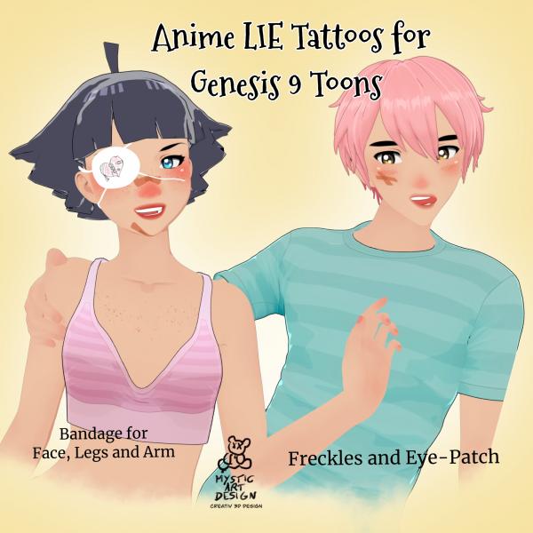 Anime LIE Tattoos for Genesis 9 Toon