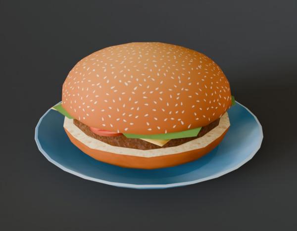 Stylized burger low polygon model