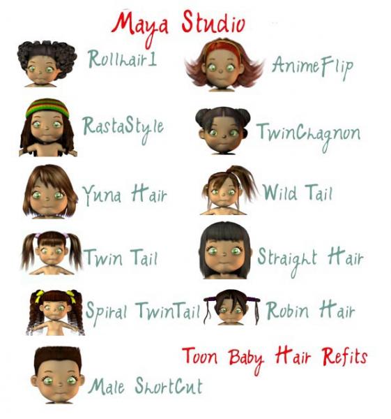 Toon Baby Hair Refits for Studio Maya Hair