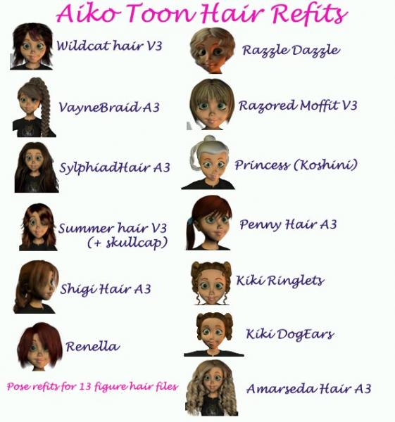 Aiko Toon- 13 hair refits for CR2 hair