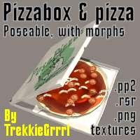 Poseable pizzabox with pizza.