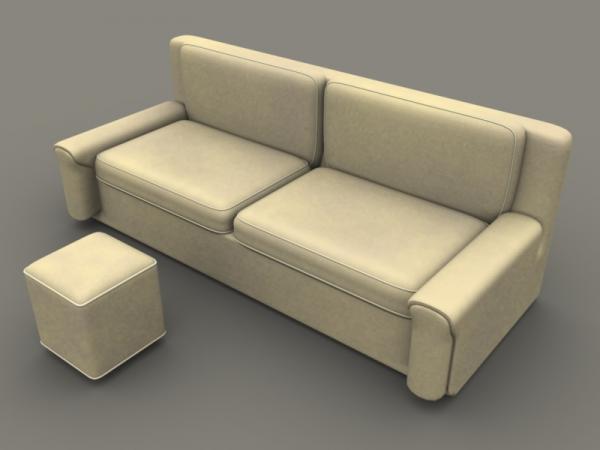 Sofa and Foot Stool