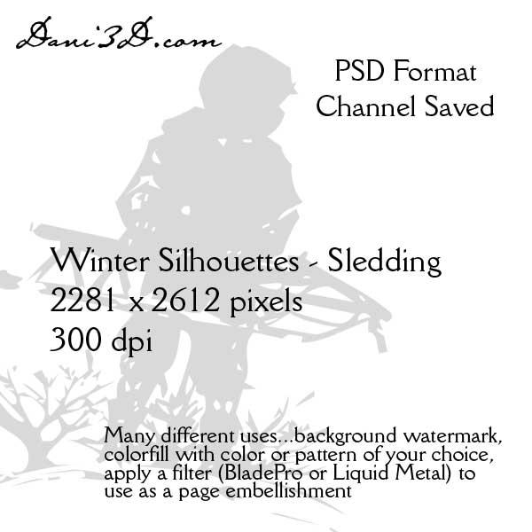 Winter Silhouettes - Sledding