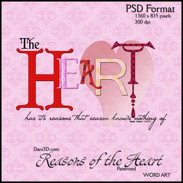 Reasons of the Heart Patterned - Word Art