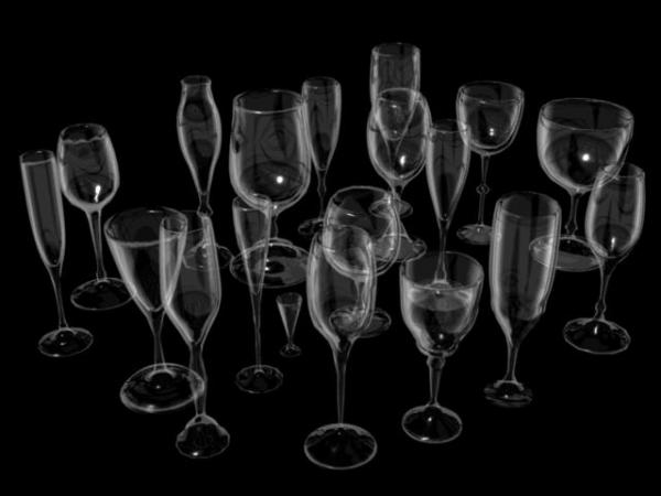 19 Wine Glasses in Maya w/ Object Files