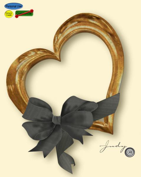 Gold Heart Frame and ribbon for taggers