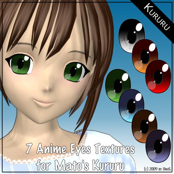 7 Anime Eyes Textures for Kururu - Poser - ShareCG