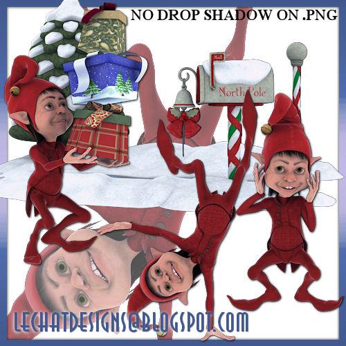 Red Elf Holiday PNG Set