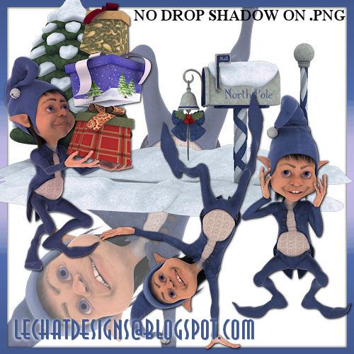 Blue Elf Holiday PNG Set