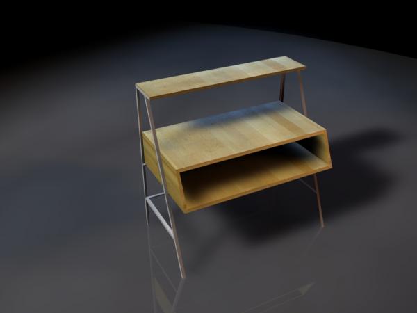 1960 Vanity Table of Wood and Aluminum Angle Iron