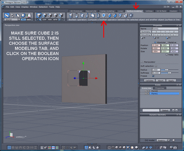 Hexagon boolean cut tutorial