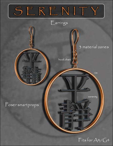 Serenity Chinese Character Earrings