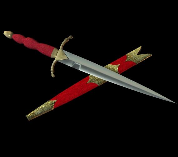 Dark Ages Dagger with Sheath Props for Poser