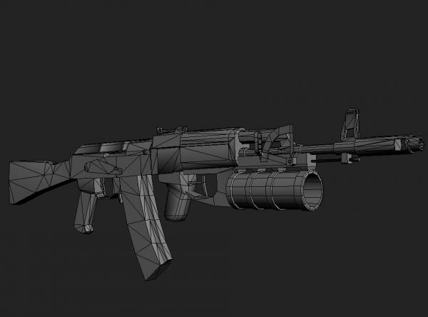 AK-74 GP-40 Soviet Assault riffle low poly model