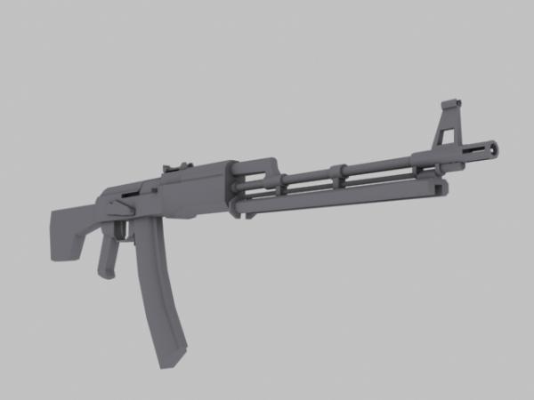 RPK-74 Soviet Light Machine Gun low poly model