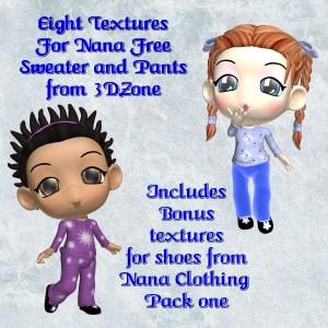 Textures for 3dZone Free Sweater & Pants for Nana