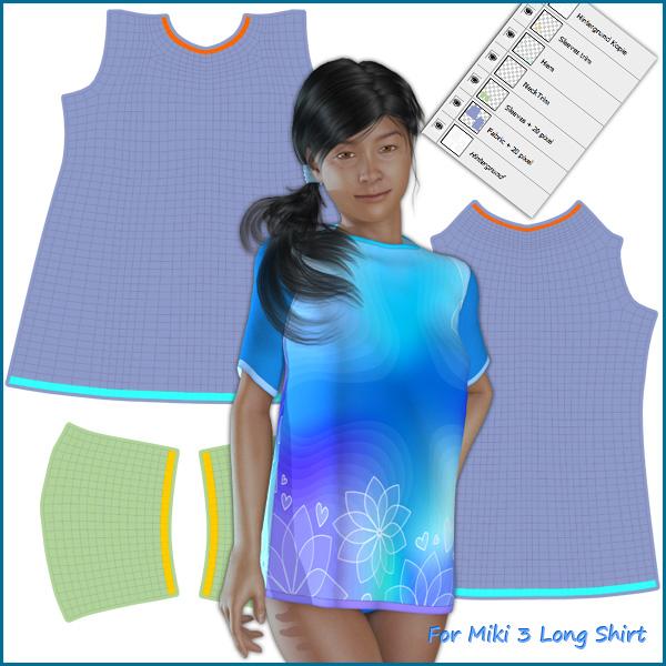 Miki 3 - Long Shirt - Texturing Helper (PSD)